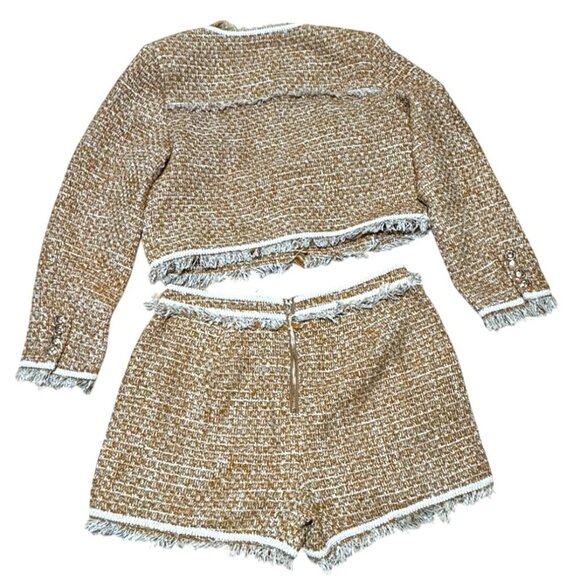 Walter Baker Set Laken Sz 10 Gingham Shorts & XL Jacket Honey Tweed Boucle NWT - Picture 2 of 10